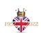 UK Union Jack heart with a gold crown. Queen Jubilee concept. 3D Rendering