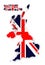 UK, United Kingdom map with flag, isolated