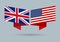 UK and USA flags. American and British national symbols. Vector illustration.