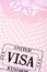 UK visa document immigration stamp passport page close up, copy space, vertical