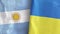 Ukraine and Argentina two flags textile cloth 3D rendering