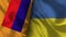 Ukraine and Armenia Realistic Flag â€“ Fabric Texture Illustration