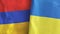 Ukraine and Armenia two flags textile cloth 3D rendering