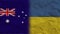 Ukraine and Australia Flags Together, Crumpled Paper Effect 3D Illustration