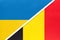 Ukraine and Belgium, symbol of country. Ukrainian vs Belgian national flags