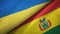 Ukraine and Bolivia two flags textile cloth, fabric texture