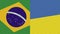 Ukraine and Brazil Two Half Flags Together