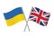 Ukraine and Britain crossed flags.