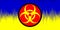 Ukraine. Chemical weapons. Ukrainian flag with chemical weapons symbol. Illustration of the flag of Ukraine