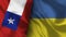 Ukraine and Chile Realistic Flag â€“ Fabric Texture Illustration