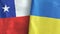 Ukraine and Chile two flags textile cloth 3D rendering