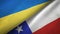 Ukraine and Chile two flags textile cloth, fabric texture