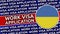 Ukraine Circular Flag with Work Visa Application Titles