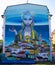 Ukraine city Kyiv 16.07.2016 goku mural on the wall of the building Ukrainian girl