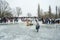 Ukraine, the city of Romny, January 19, 2013: the feast of the Baptism of the Lord. Orthodox rite of bathing in the ice hole.