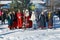 Ukraine, the city of Romny, January 19, 2022: the feast of the Baptism of the Lord. The Orthodox rite of bathing in a pit.