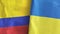 Ukraine and Colombia two flags textile cloth 3D rendering