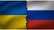 Ukraine conflict: flag of the two countries Ukraine and Russia