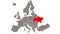 Ukraine country blinking red highlighted in map of Europe