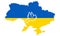 Ukraine Country on Blue, Yellow Map with Dove Silhouette Icon. Ukrainian Map with Pigeon Symbol of Freedom, Peace