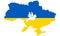 Ukraine Country on Blue, Yellow Map with Dove Silhouette Icon. Ukrainian Map with Pigeon Symbol of Freedom, Peace