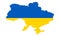 Ukraine Country on Blue, Yellow Map Silhouette Icon. State Territory Shape with Border Pictogram. Ukrainian Country on
