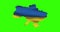 Ukraine country shape outline on green screen with national flag waving animation