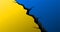 Ukraine crisis. Broken and cracked ukrainian flag. Vector illustration