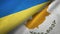 Ukraine and Cyprus two flags textile cloth, fabric texture