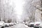 Ukraine Dnipro 06.01.2021 snow fell in a residential area of the city of Dnipro, townspeople on the streets of a residential