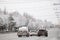 Ukraine Dnipro 08.03.2021 - winter road with cars in a sleeping district along the embankment in the morning