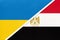 Ukraine and Egypt, symbol of country. Ukrainian vs Egyptian national flags