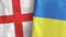 Ukraine and England two flags textile cloth 3D rendering