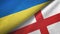 Ukraine and England two flags textile cloth, fabric texture