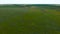 Ukraine. Fertile Ukrainian land. Flying over the green field