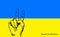 Ukraine flag background with hand drawn symbol of peace. Blue and yellow color. Ukraine concept of resistance