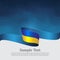 Ukraine flag background. Wavy ribbon colors of Ukraine flag on blue white background. National poster. State ukrainian patriotic