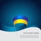 Ukraine flag background. Wavy ribbon colors of Ukraine flag on blue white background. National poster. State ukrainian patriotic