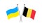 Ukraine flag and Belgium flag, vector illustration