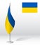 UKRAINE flag on flagpole for registration of solemn event, meeting foreign guests. National independence day of UKRAINE. Realistic