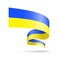 Ukraine flag in the form of wave ribbon.