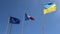 Ukraine flag and France flag united