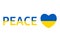 Ukraine flag icon in the shape of heart and peace text. Abstract patriotic ukrainian flag with love symbol. Conceptual