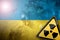 Ukraine flag radiologic pollution hazard sign danger illustration