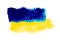 Ukraine flag sign isolated on white background. Blue and yellow hand painted acrylic brush strokes