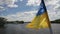 Ukraine flag on yacht