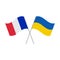 Ukraine and France flags isolated on white background. Vector illustration