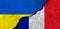 Ukraine and France flags. Support and help, weapons and military equipment, partnership and diplomacy, humanitarian aid