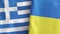 Ukraine and Greece two flags textile cloth 3D rendering