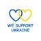 Ukraine hearts vector illustration. Stand with Ukraine. Ukrainian flag blue and yellow colors texture.